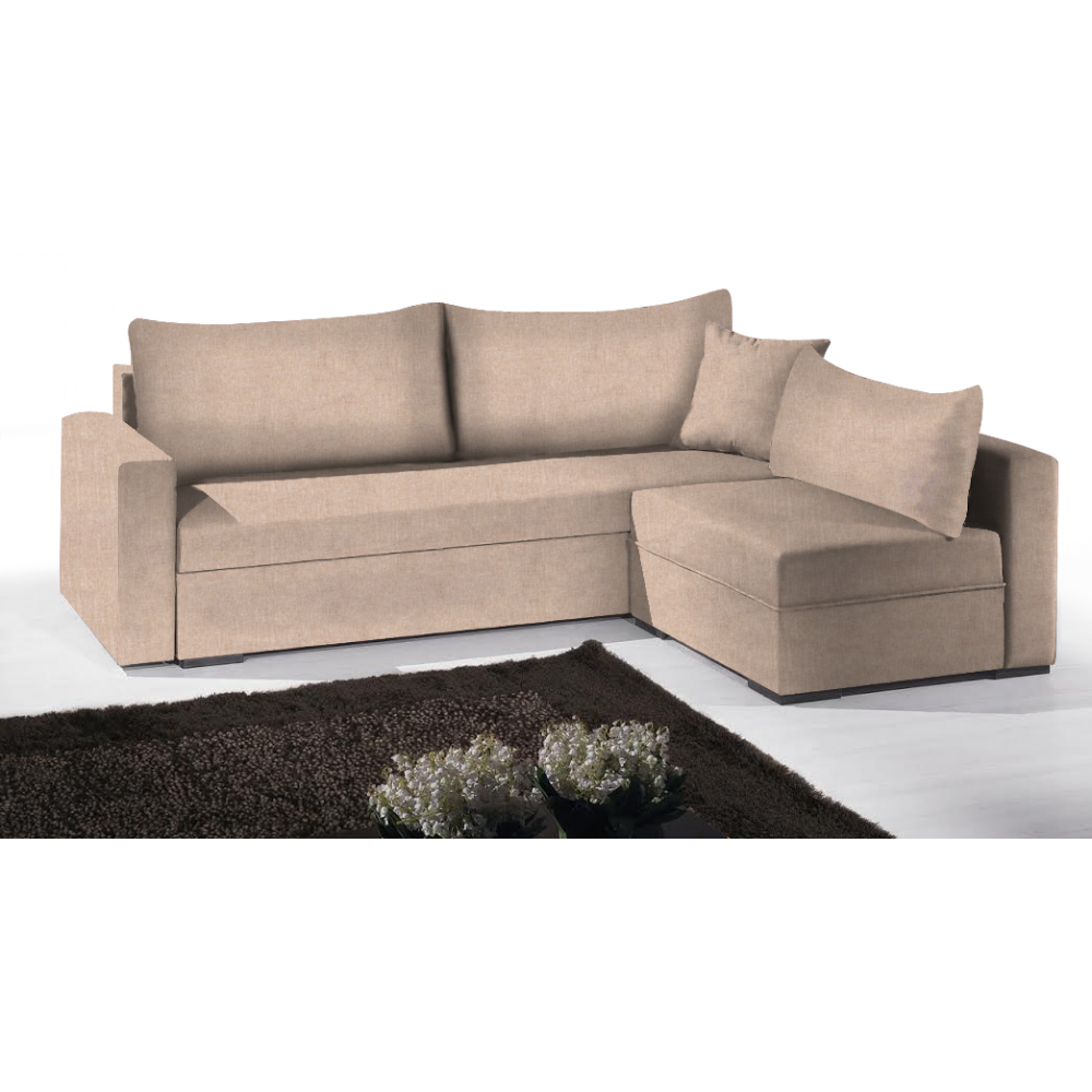 Γωνιακός καναπές Kleio-215φ 160β-Μπεζ