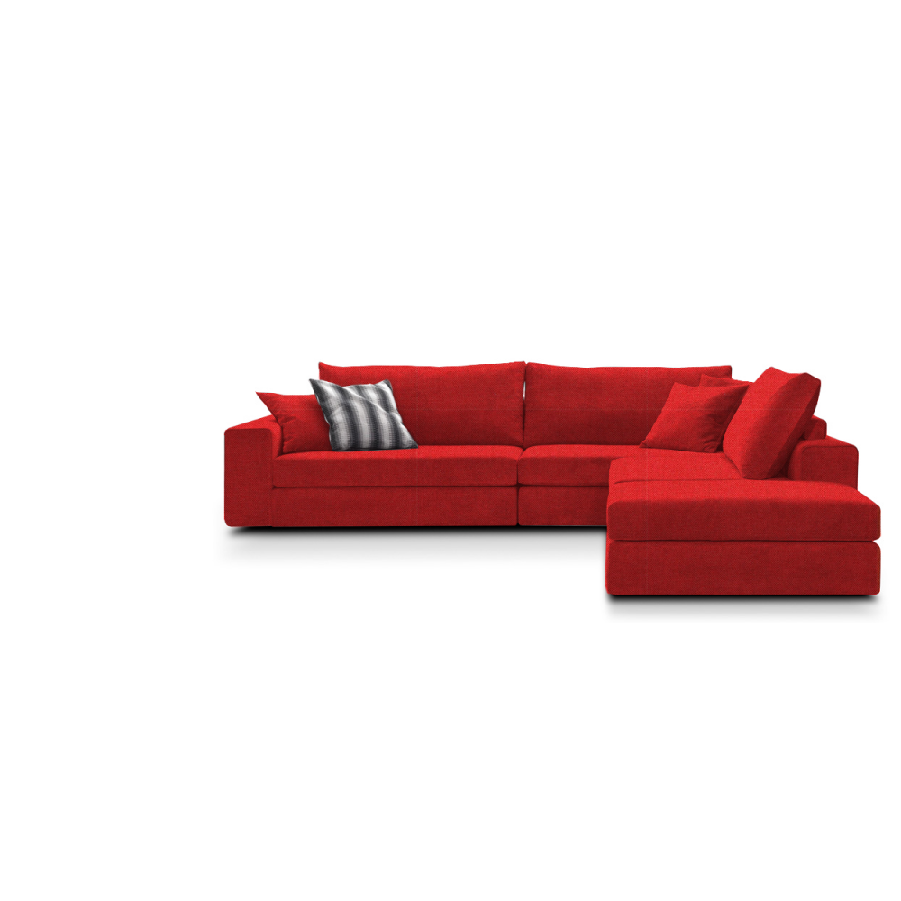 Γωνιακός καναπές Mission Plus-Προσαρμόσιμη-265φ 210β εκ.-Κόκκινο