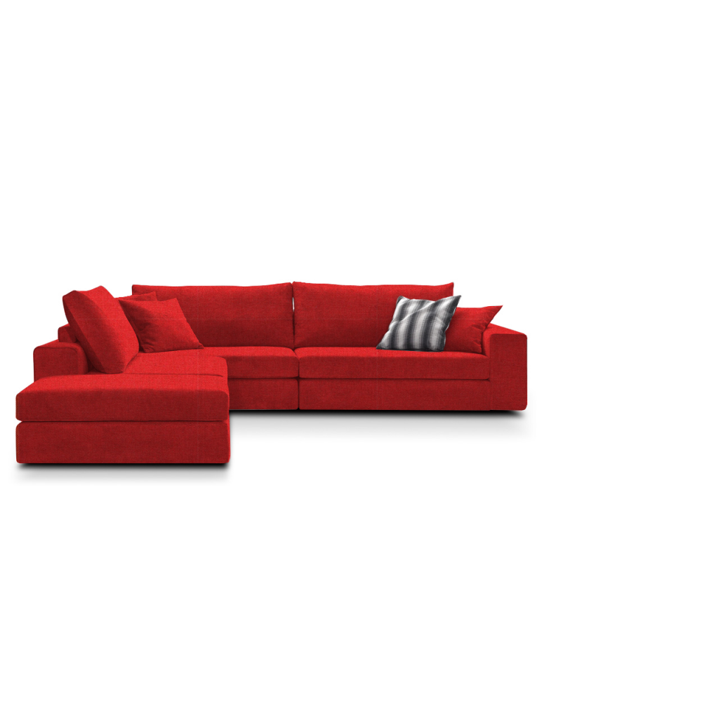 Γωνιακός καναπές Mission Plus-Προσαρμόσιμη-285φ 230β εκ.-Κόκκινο