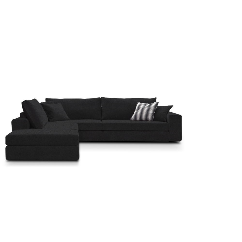 Γωνιακός καναπές Mission Plus-Προσαρμόσιμη-265φ 210β εκ.-Μαύρο