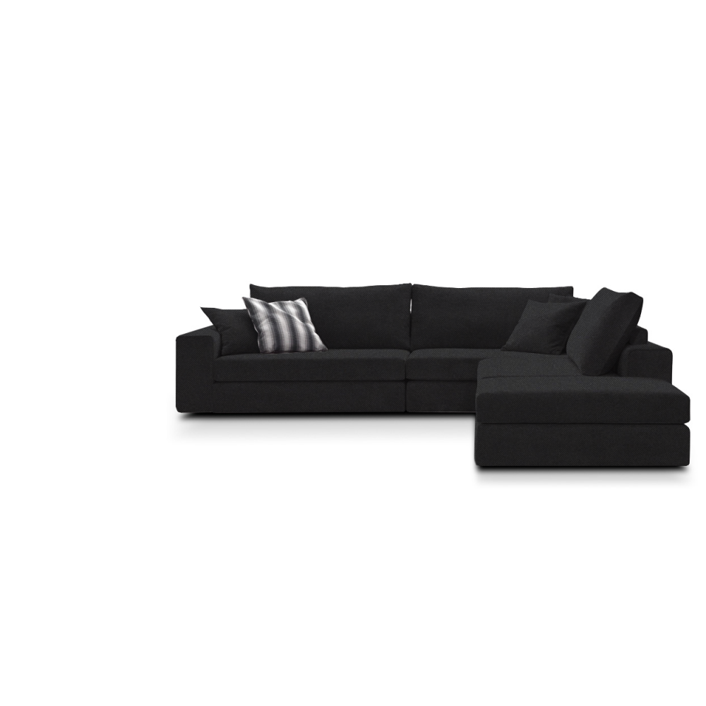 Γωνιακός καναπές Mission Plus-Προσαρμόσιμη-285φ 230β εκ.-Μαύρο
