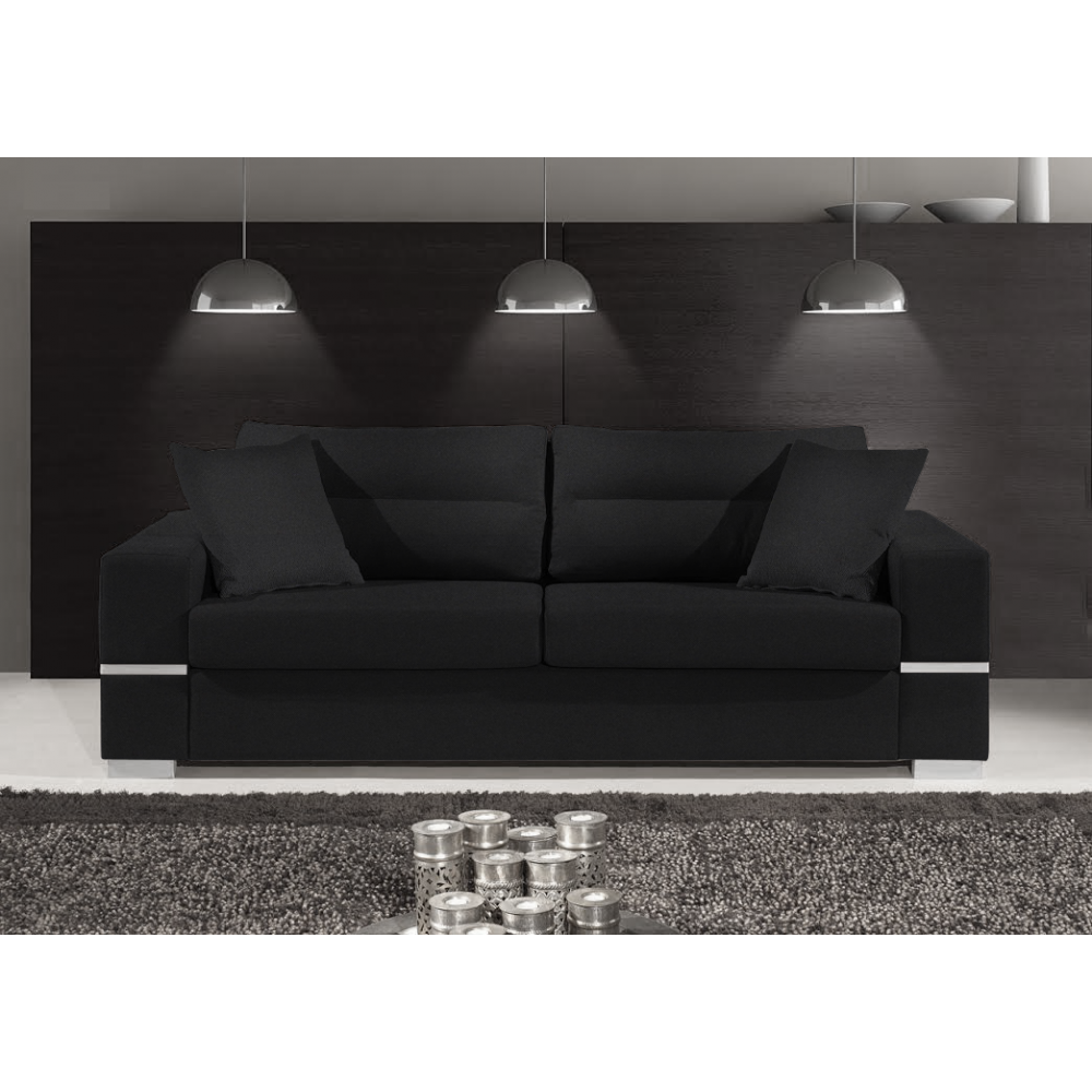 Καναπές Φένια Τριθέσιος-210φ 90β εκ.-Μαύρο