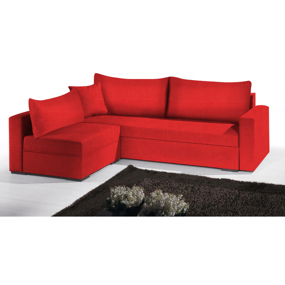 Γωνιακός καναπές Kleio-195φ 140β-Κόκκινο