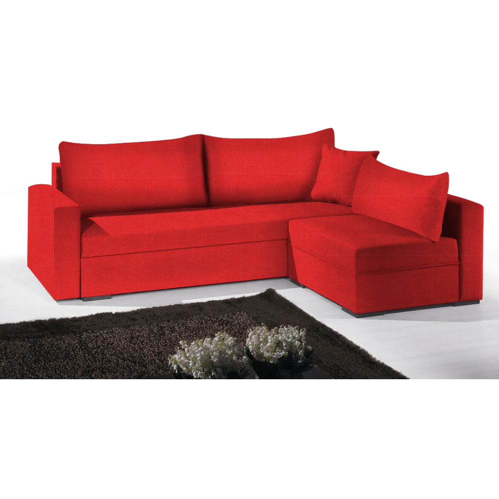 Γωνιακός καναπές Kleio-195φ 140β-Κόκκινο