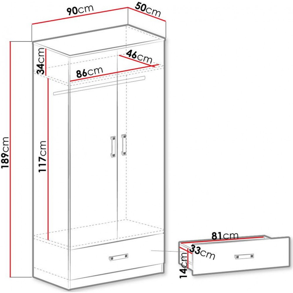 Ντουλάπα Trafiko δίφυλλη-Mple