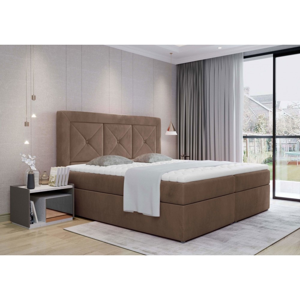 Επενδυμένο κρεβάτι Irma-160 x 200-Kafe Anoixto