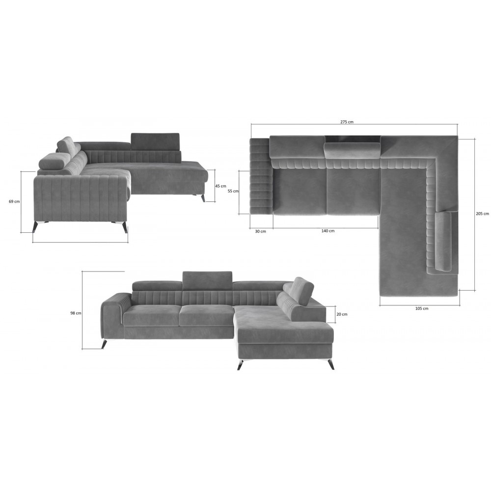 Γωνιακός καναπές Renesy-Gkri-Δεξιά