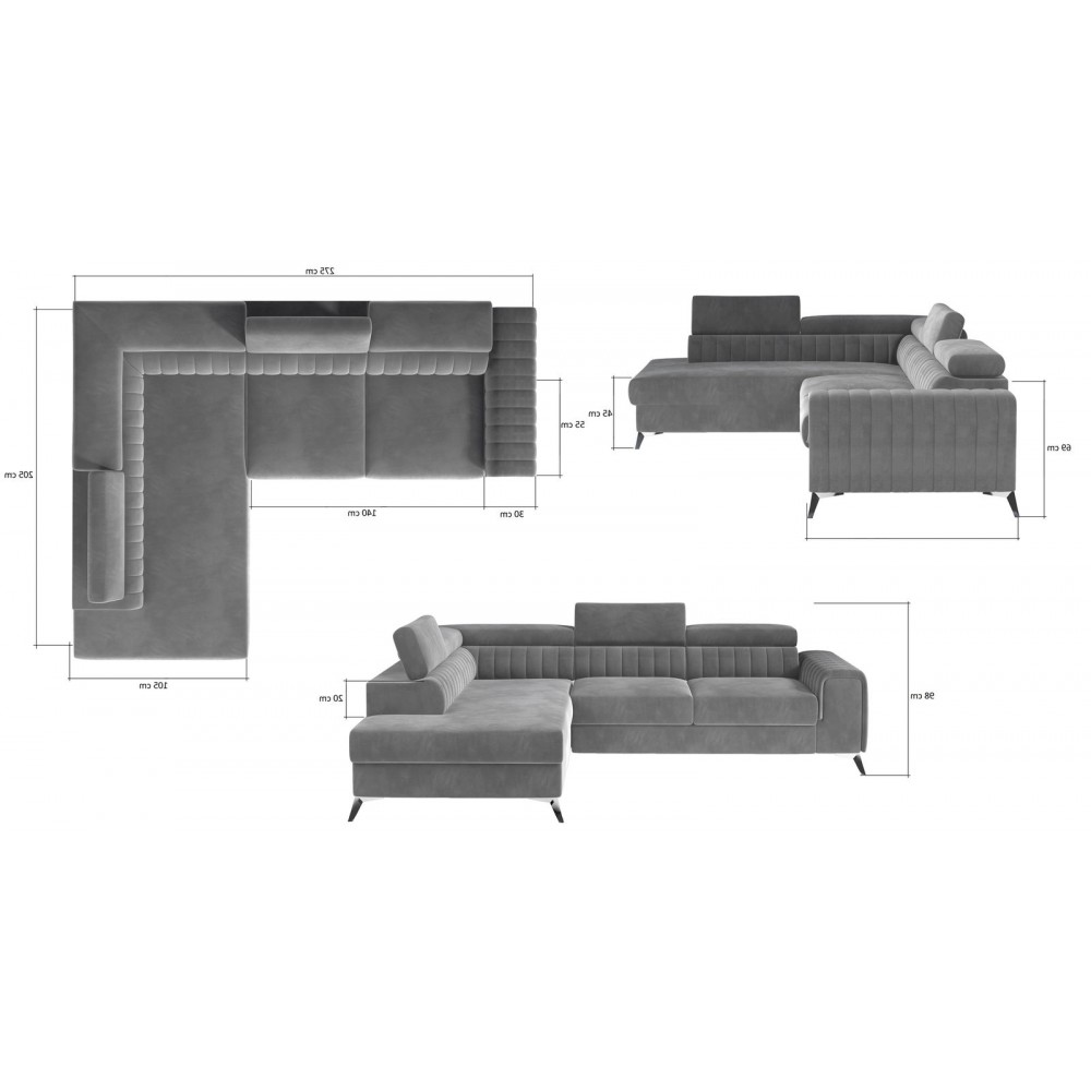 Γωνιακός καναπές Renesy-Petrol-Αριστερή