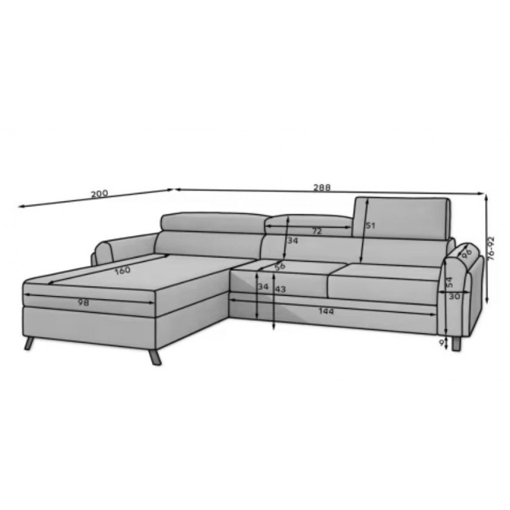 Γωνιακός καναπές Marietta-Mporntw-Αριστερή