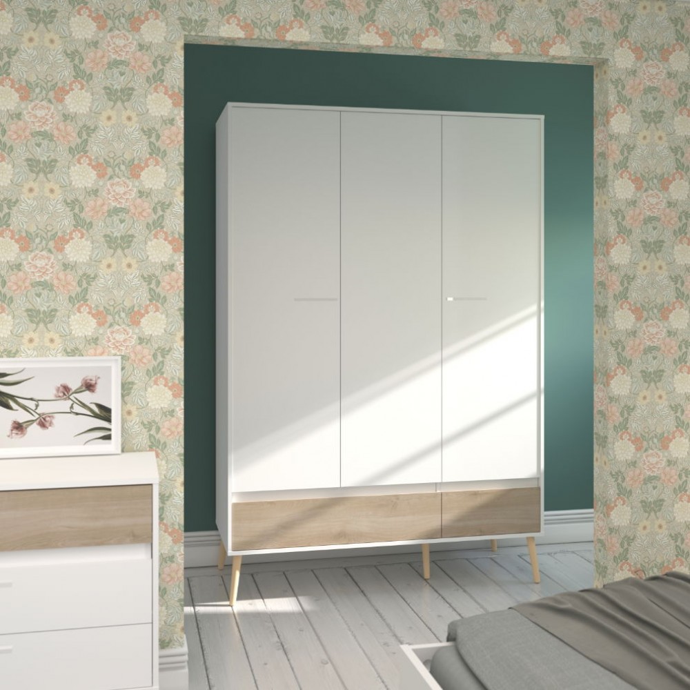 Ντουλάπα τρίφυλλη Randers-Φυσικό-Λευκό