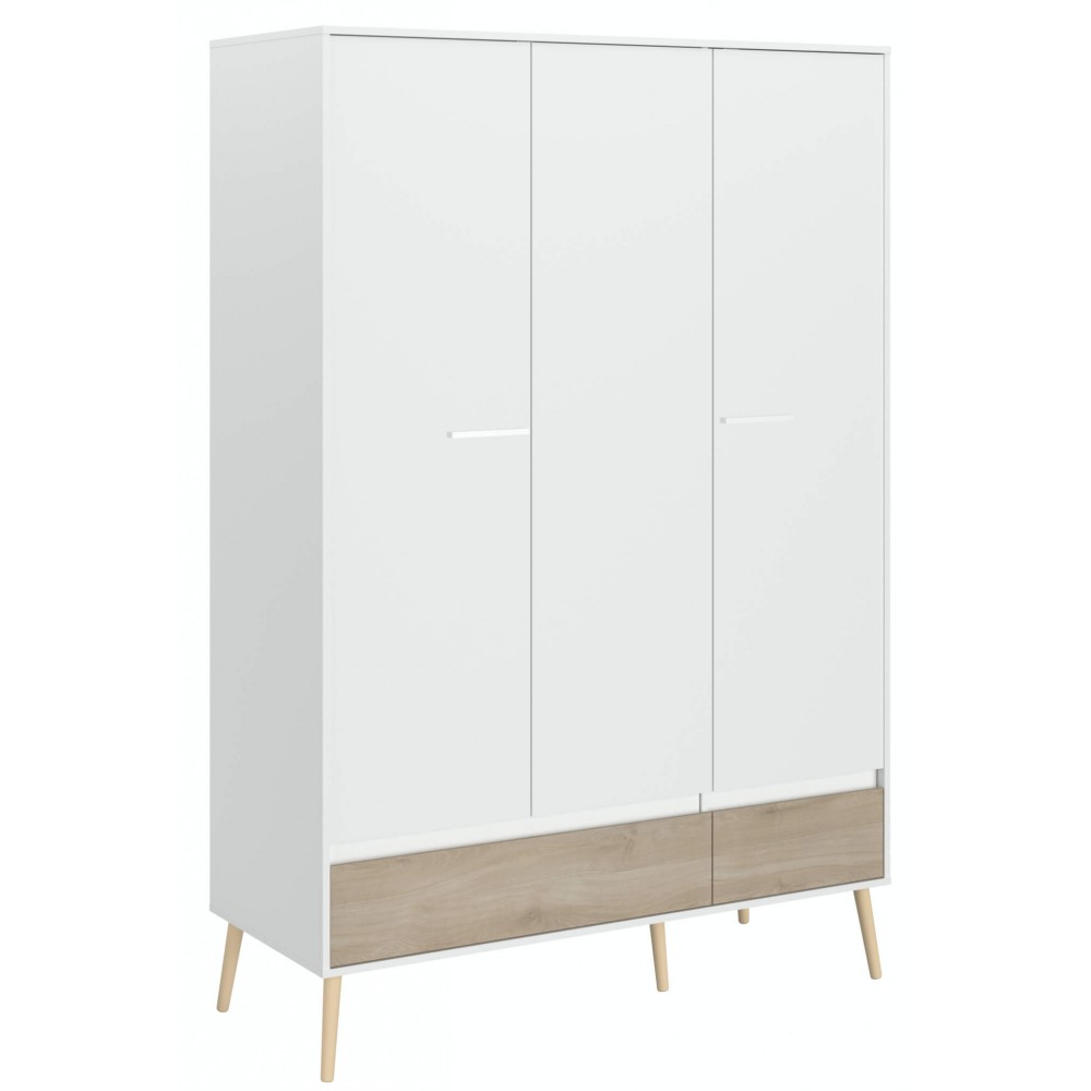 Ντουλάπα τρίφυλλη Randers-Φυσικό-Λευκό