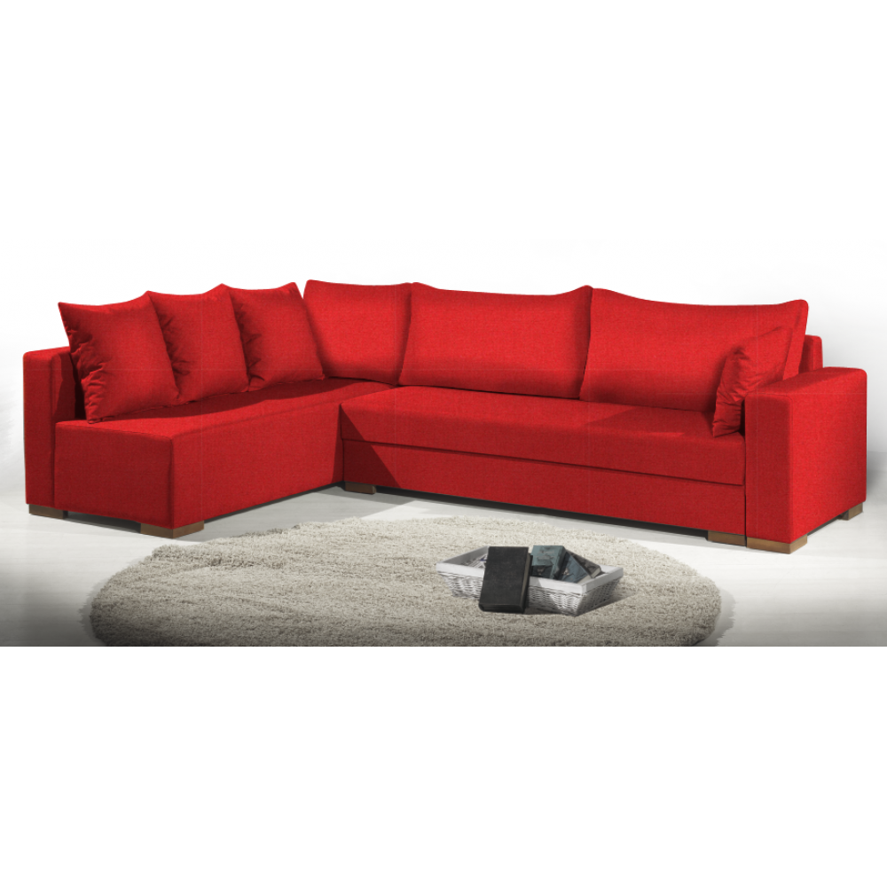 Γωνιακός καναπές Trendy-Δεξιά-285φ 185β εκ.-Κόκκινο