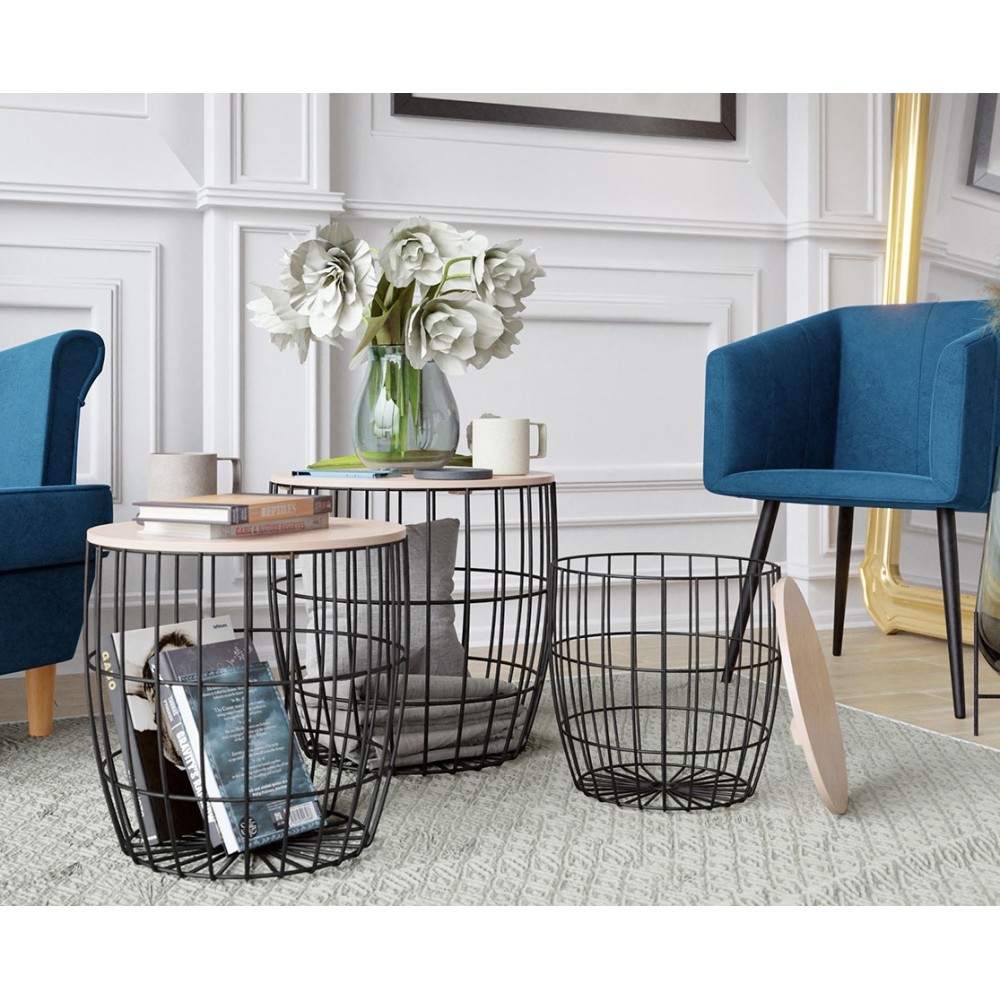 Σετ τραπεζάκια σαλονιού Howig-Fusiko-Mavro