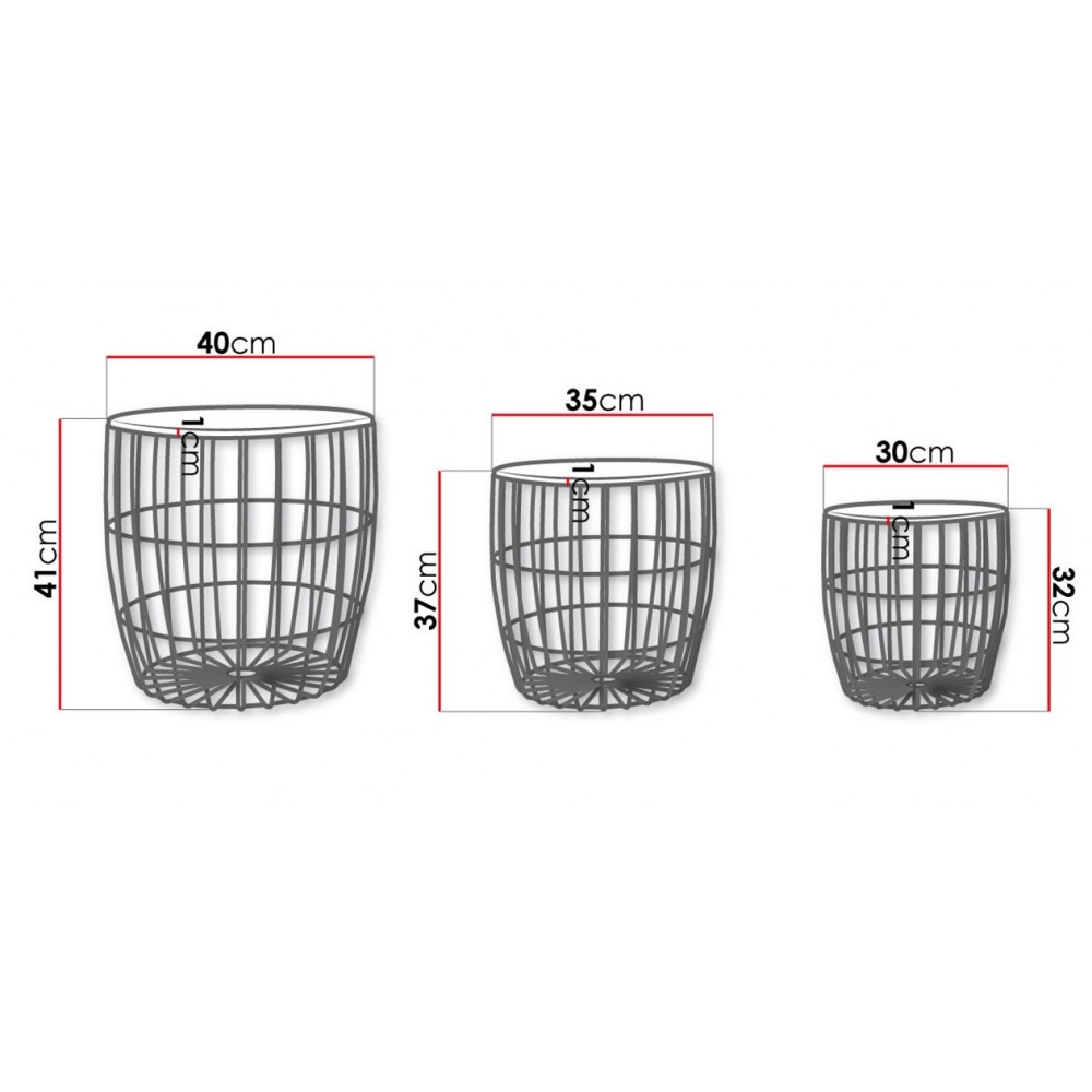 Σετ τραπεζάκια σαλονιού Howig-Fusiko-Mavro