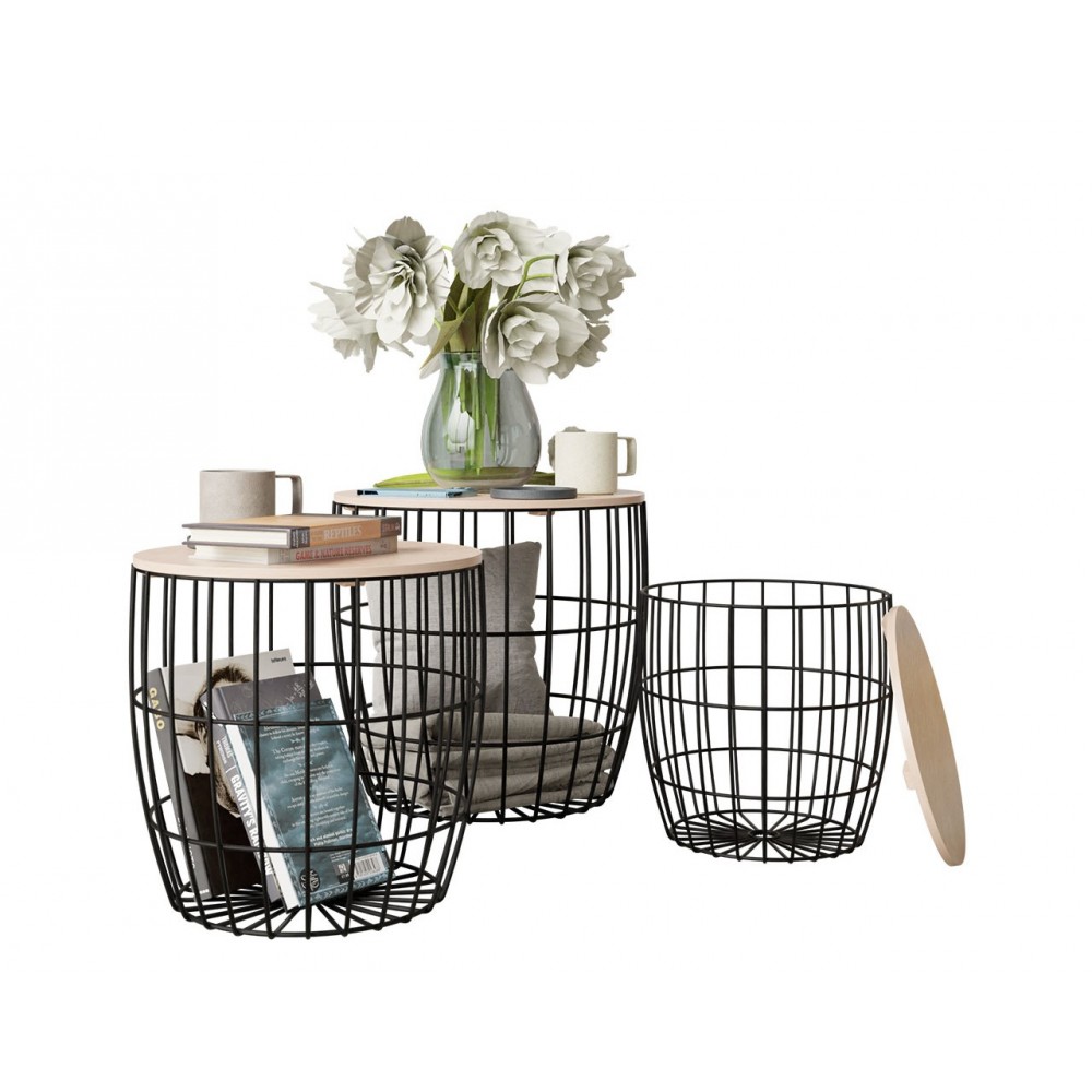 Σετ τραπεζάκια σαλονιού Howig-Fusiko-Mavro