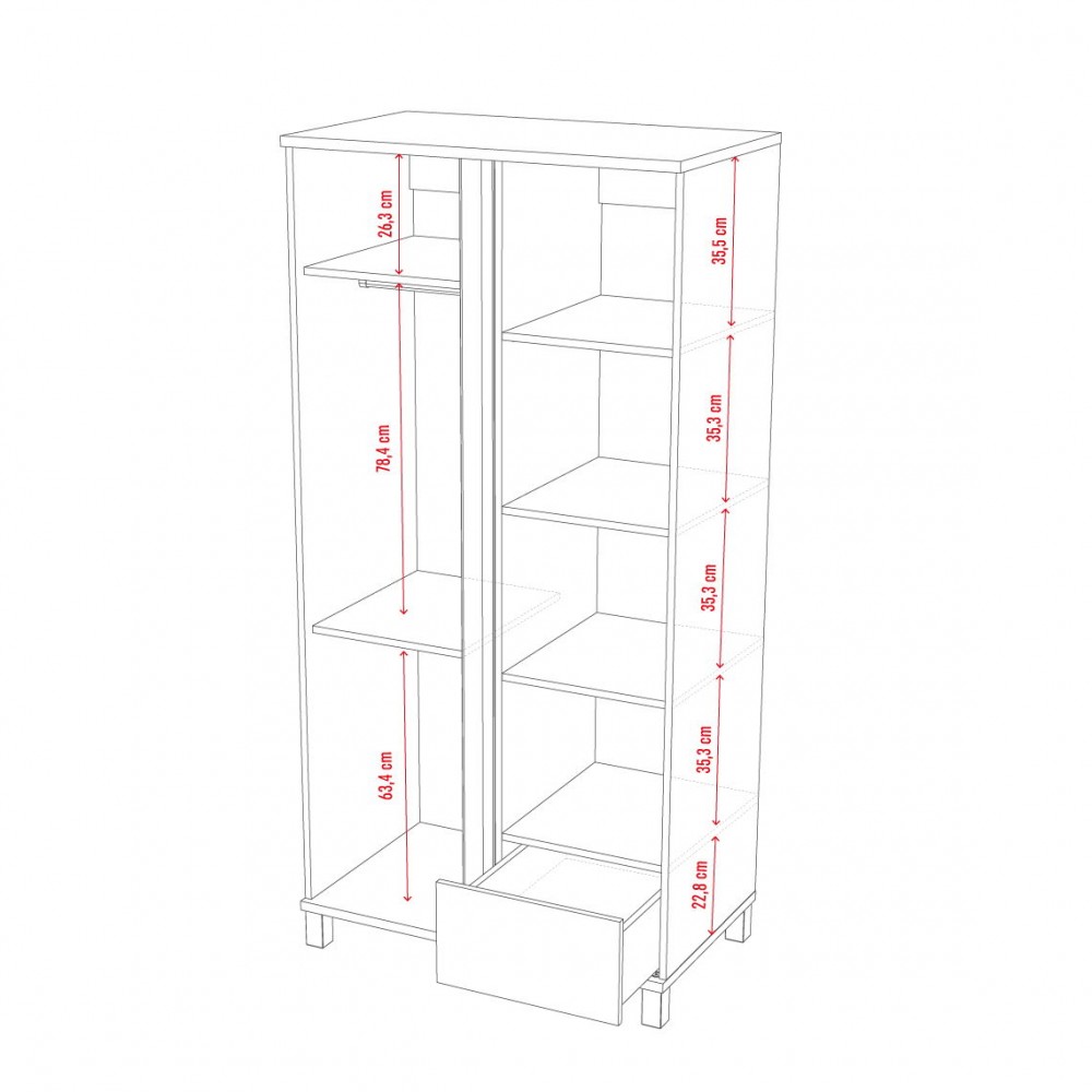 Ντουλάπα Altitude δίφυλλη-Fusiko-Leuko