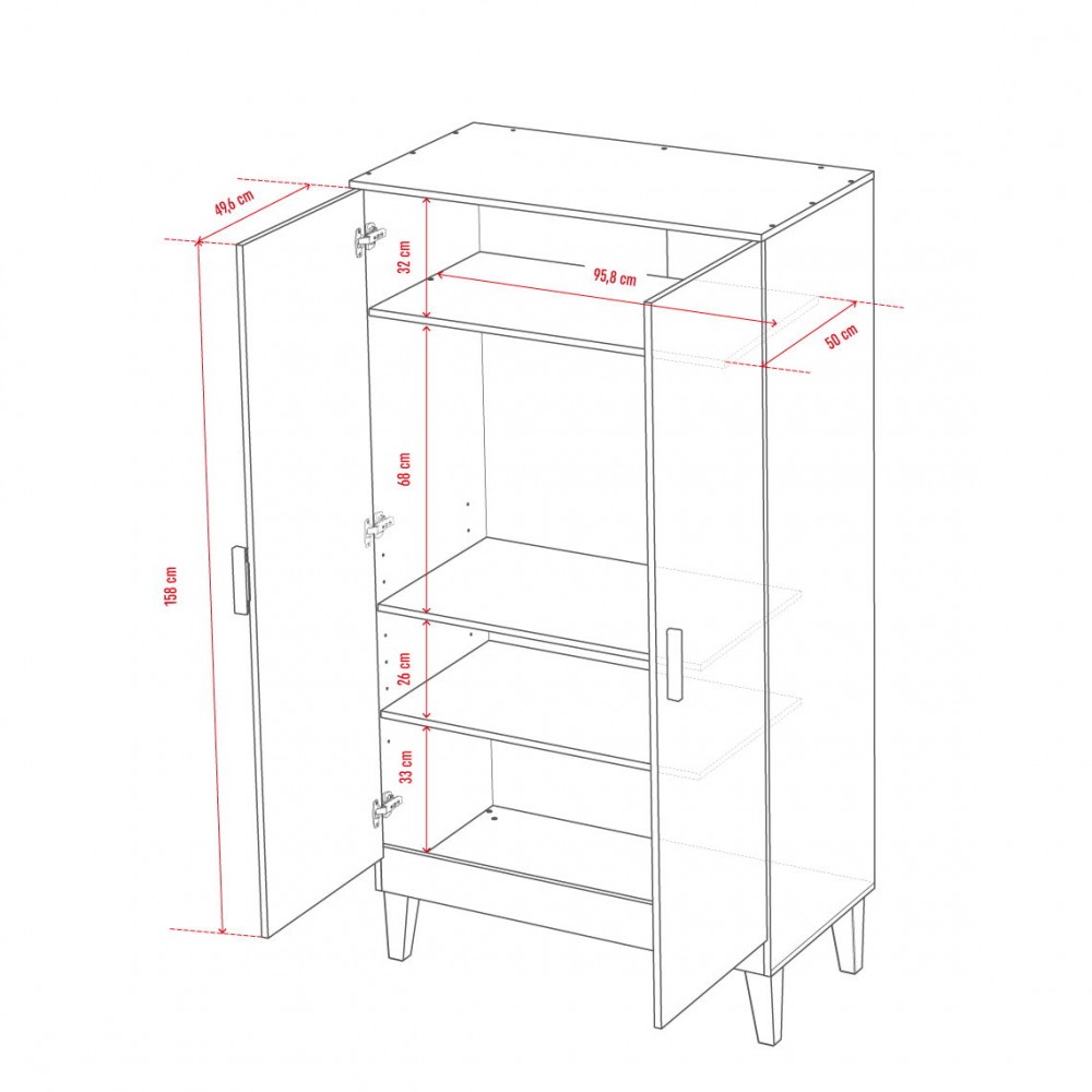 Ντουλάπα Lounge δίφυλλη-Gkri