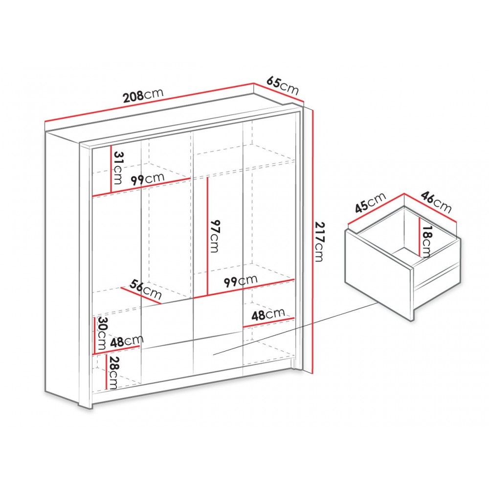 Ντουλάπα τετράφυλλη Wieden-Leuko
