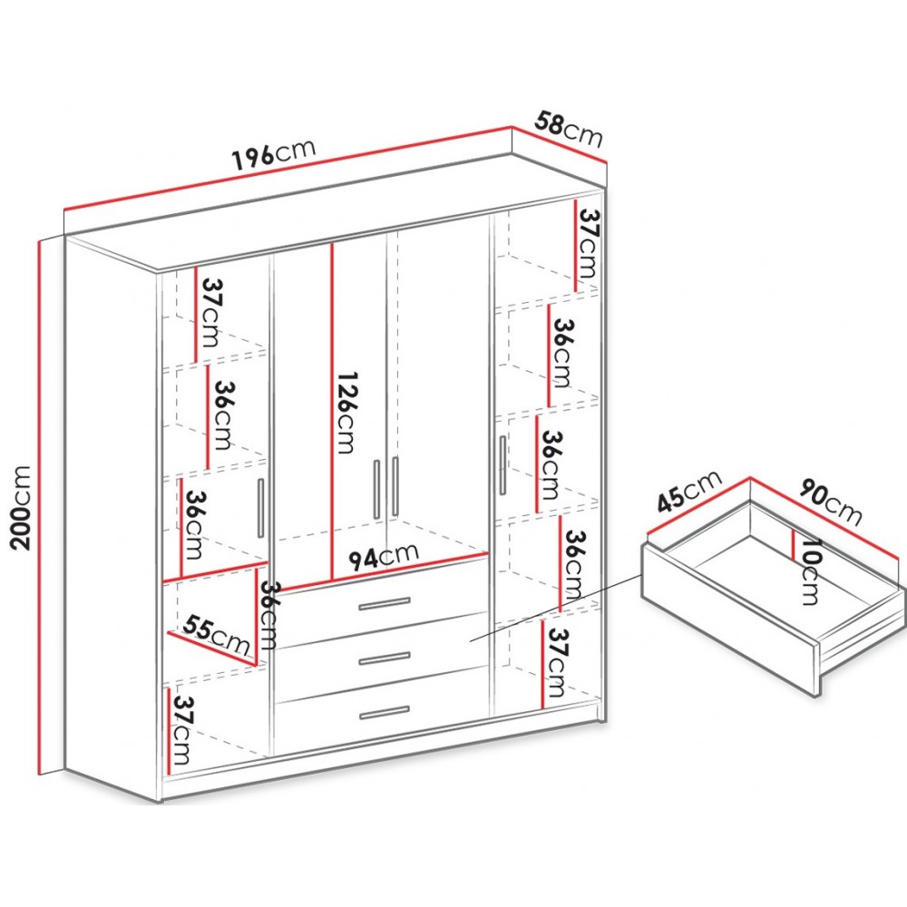 Ντουλάπα τετράφυλλη Bali 4D 2-Roz
