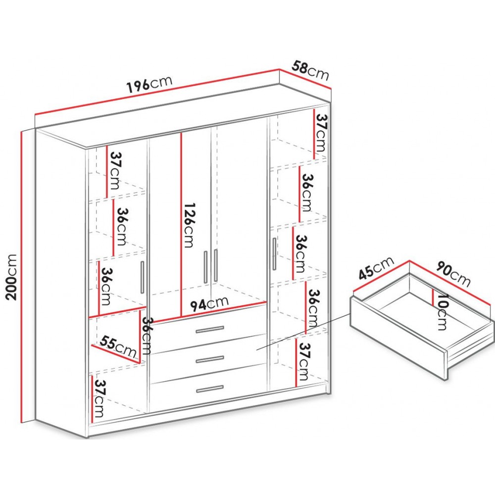 Ντουλάπα τετράφυλλη Bali 4D 2-Mple
