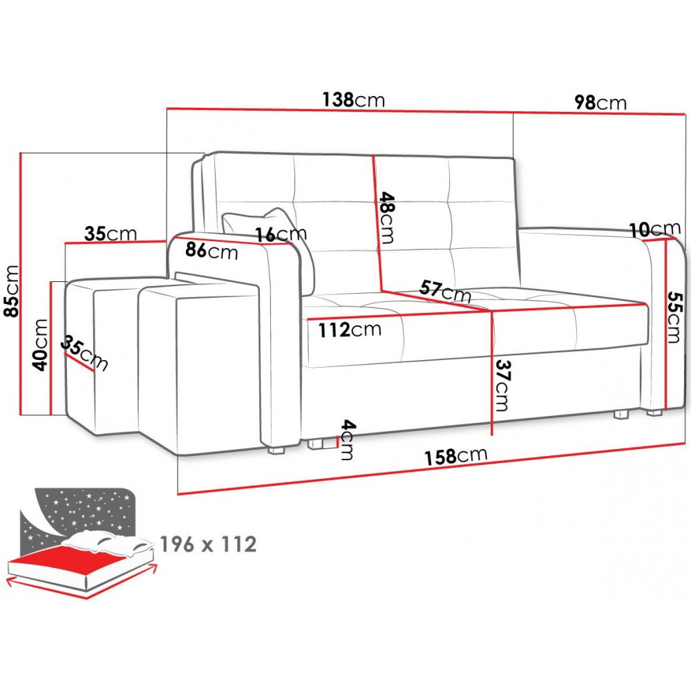 Καναπές Viva Home διθέσιος-Αριστερή-Moustardi