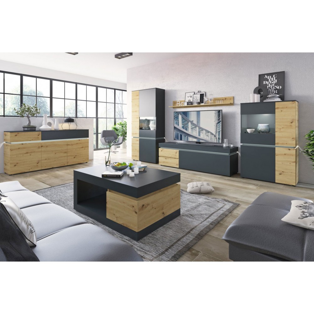 Μπουφές Glimmer 3D2S-Fusiko-Mavro