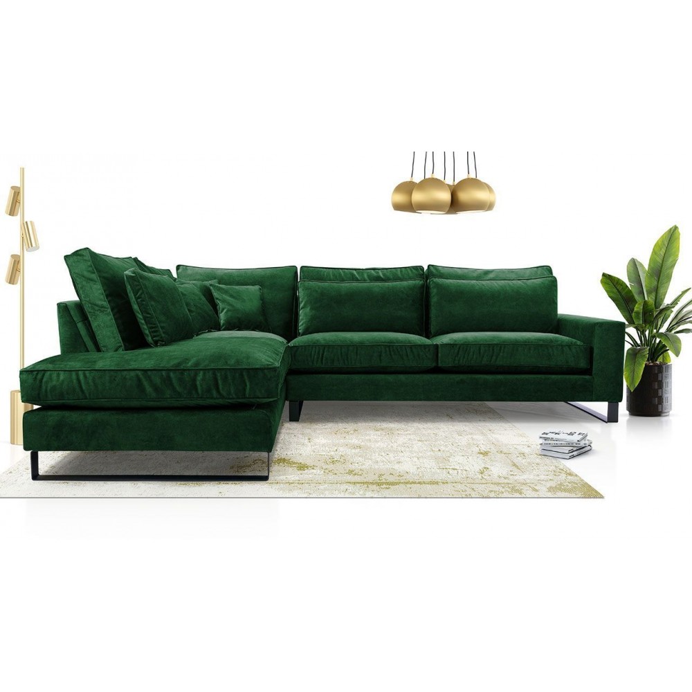 Γωνιακός καναπές Corblack-Prasino-Αριστερή