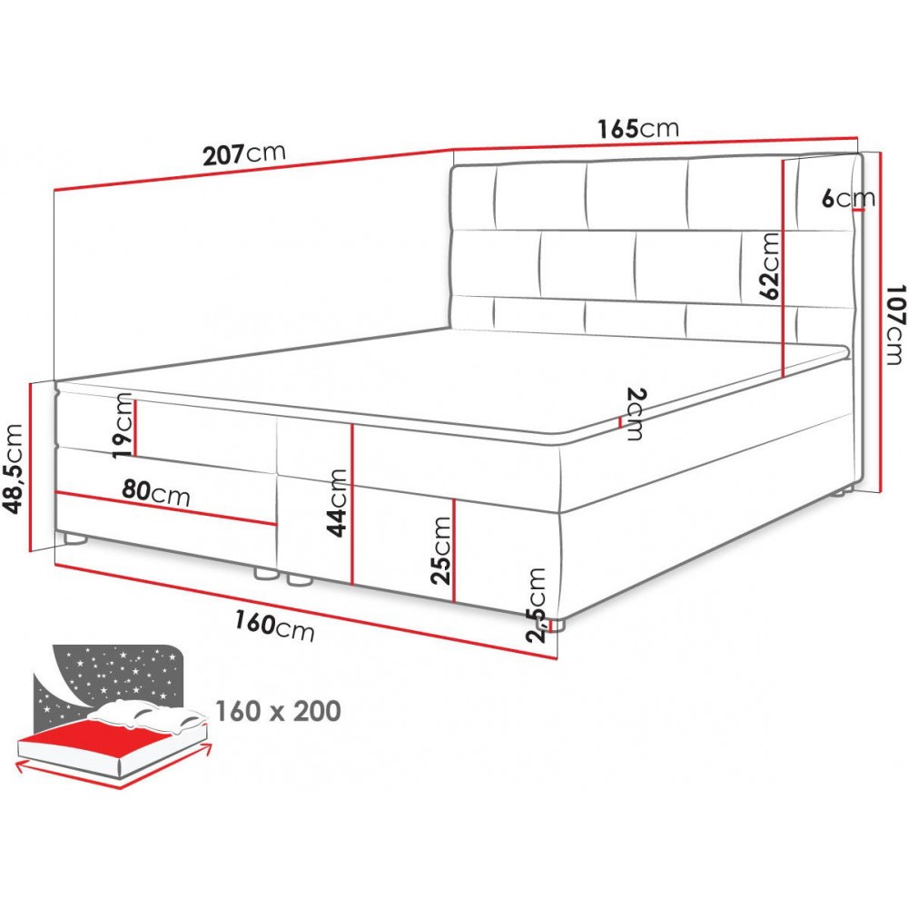Επενδυμένο κρεβάτι Wall-Mpez-160 x 200