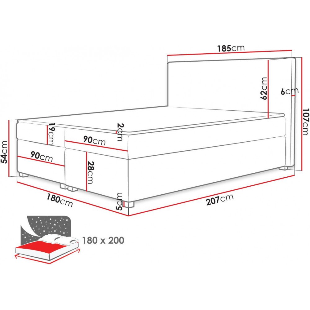 Επενδυμένο κρεβάτι Simple-Mpez-180 x 200
