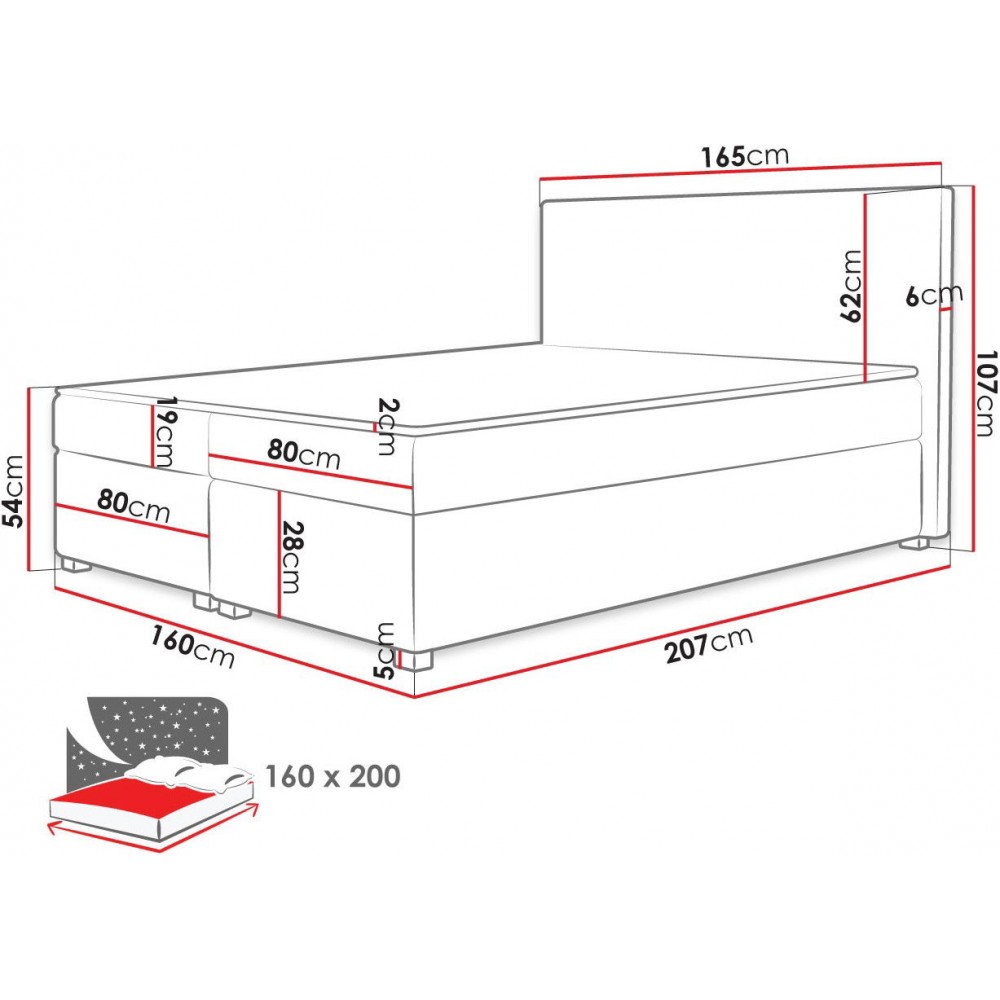 Επενδυμένο κρεβάτι Simple-Gkri-160 x 200