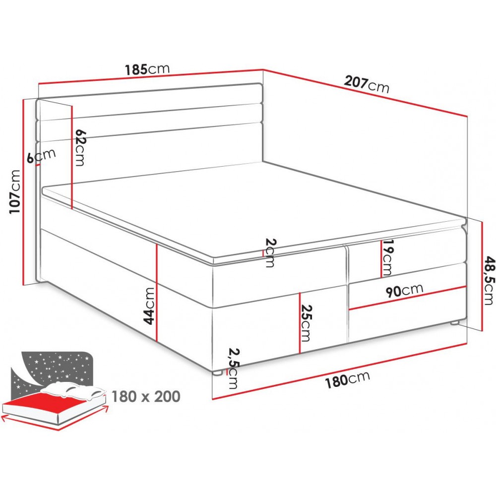 Επενδυμένο κρεβάτι Modena-Leuko - Gkri anoixto-180 x 200