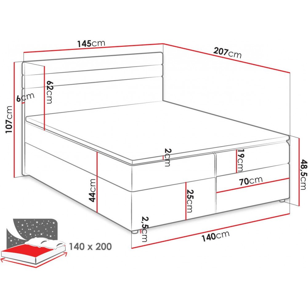 Επενδυμένο κρεβάτι Modena-Anthraki-Mauro-140 x 200