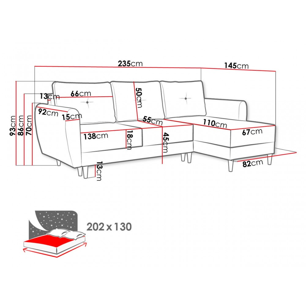 Γωνιακός καναπές Manstad-Gkri Anoixto