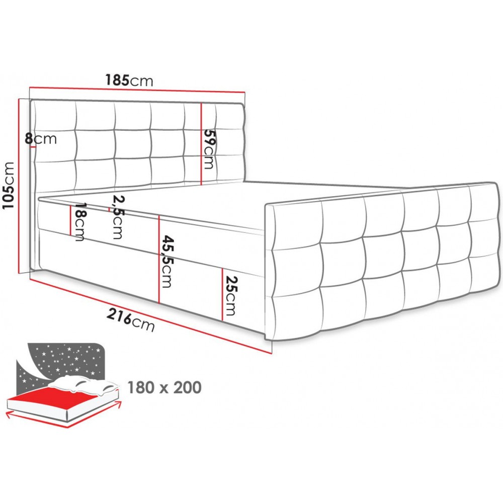 Επενδυμένο κρεβάτι Milano II-Mpez-180 x 200