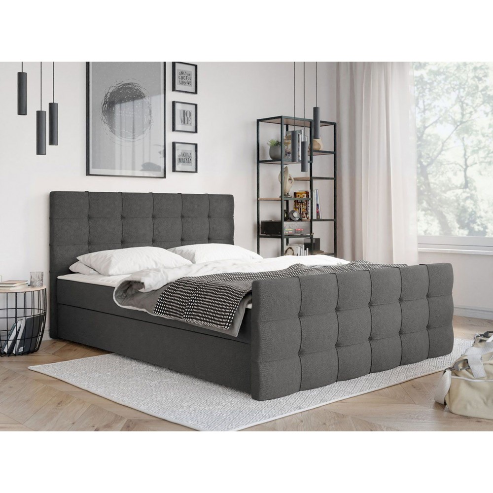 Επενδυμένο κρεβάτι Milano II-Gkri Skouro-140 x 200