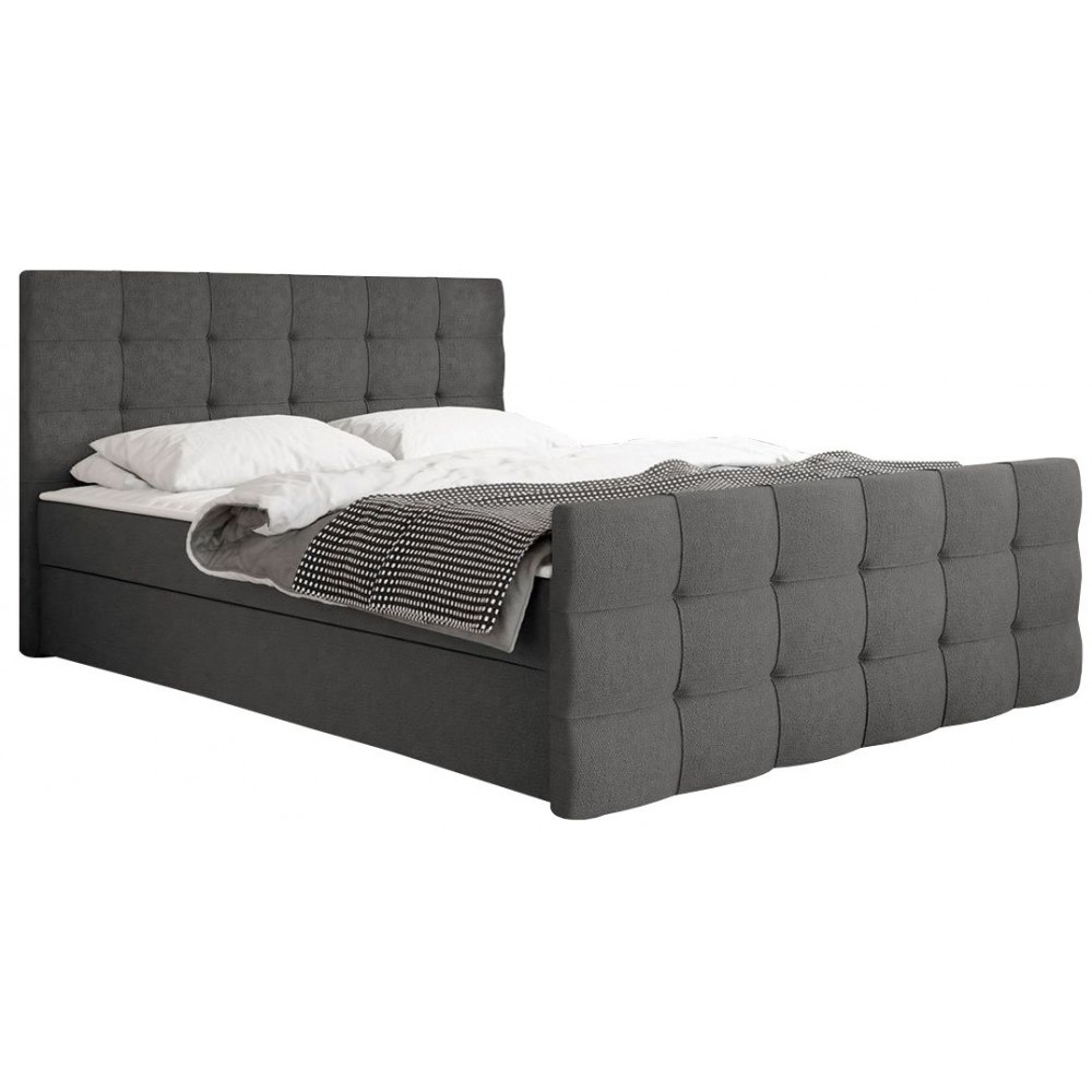 Επενδυμένο κρεβάτι Milano II-Gkri Skouro-160 x 200