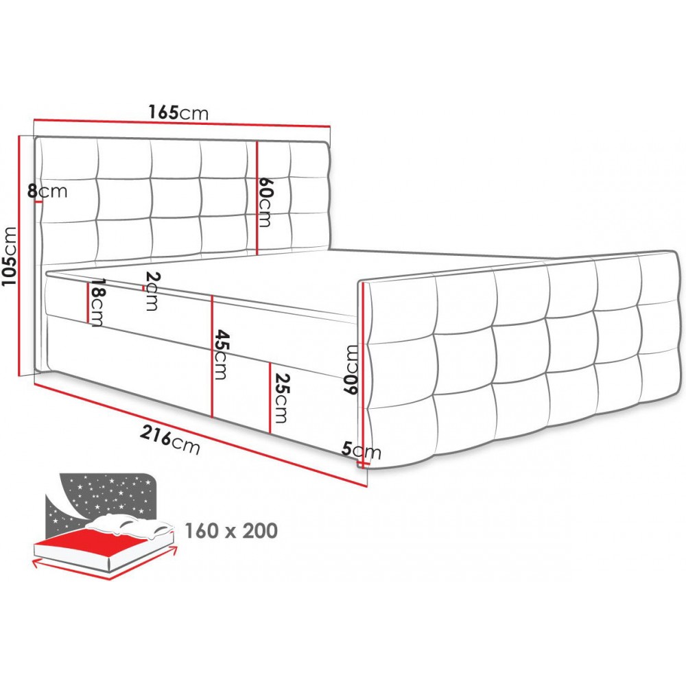 Επενδυμένο κρεβάτι Milano II-Gkri Skouro-160 x 200