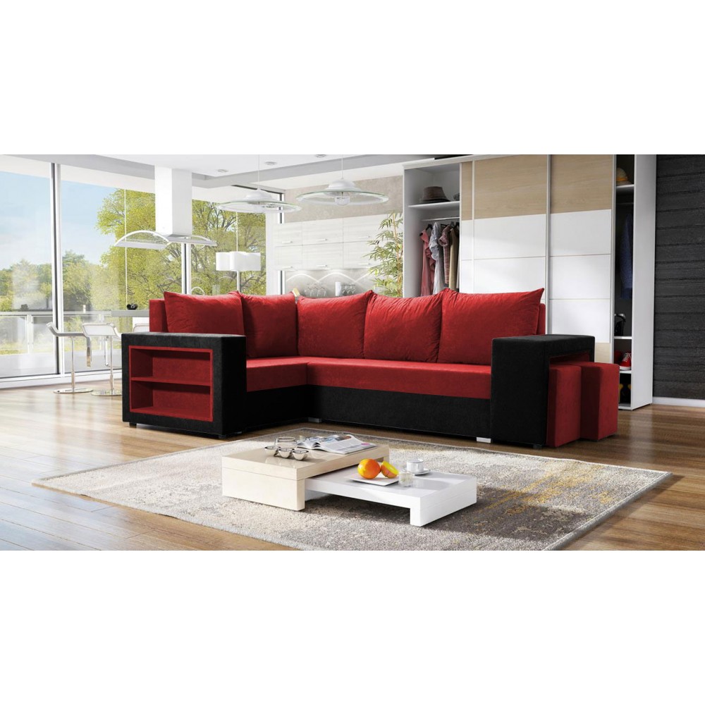 Γωνιακός καναπές Milano-Mauro-kokkino-Αριστερή