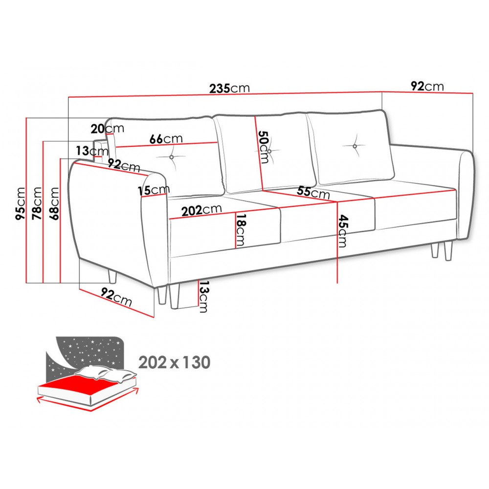 Καναπές - κρεβάτι Manstad-Gkri Anoixto