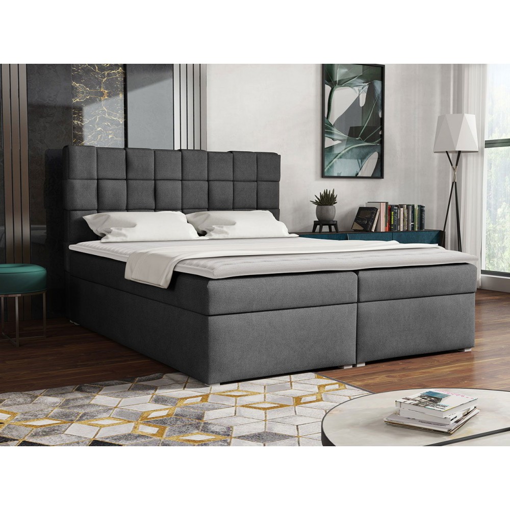 Επενδυμένο κρεβάτι Malmo Box-Gkri Skouro-160 x 200