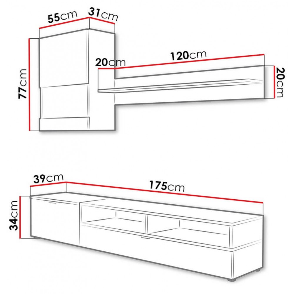 Σύνθετο σαλονιού Roco-Leuko Fusiko