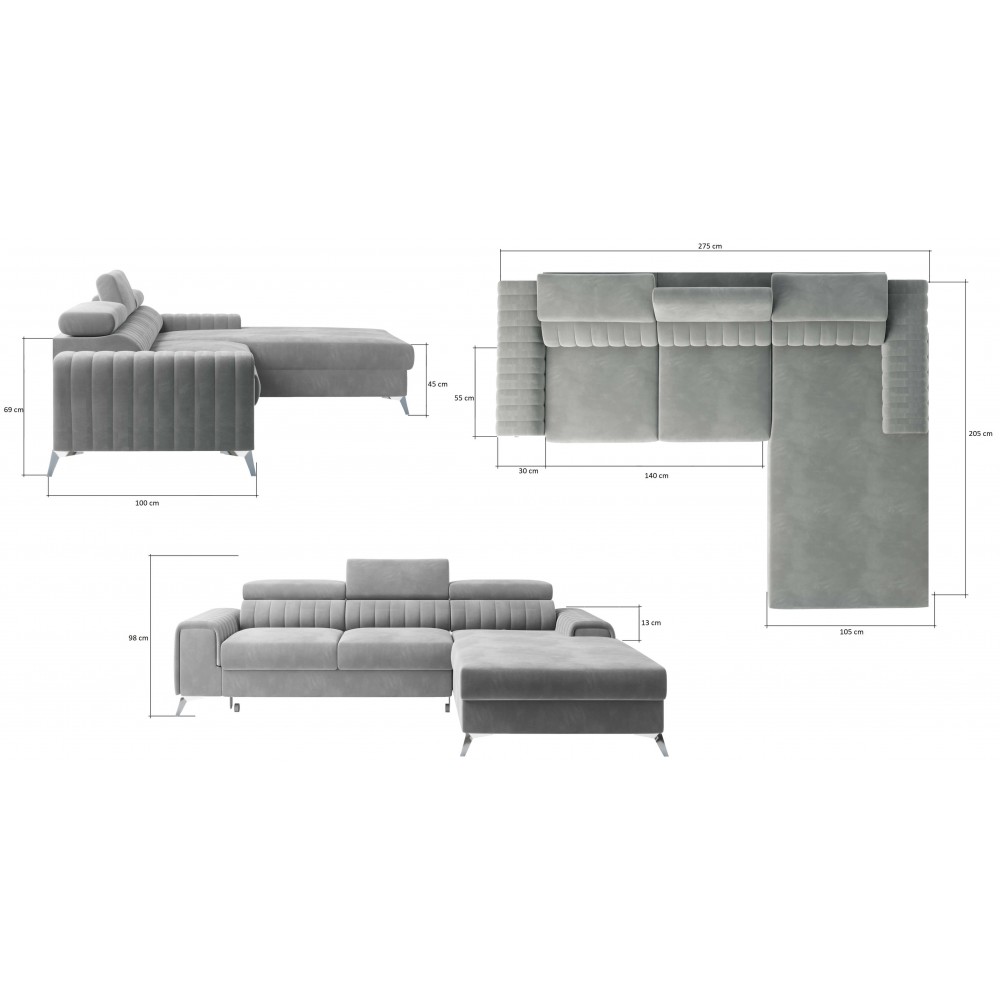 Γωνιακός καναπές Gregory-Anthraki-Δεξιά