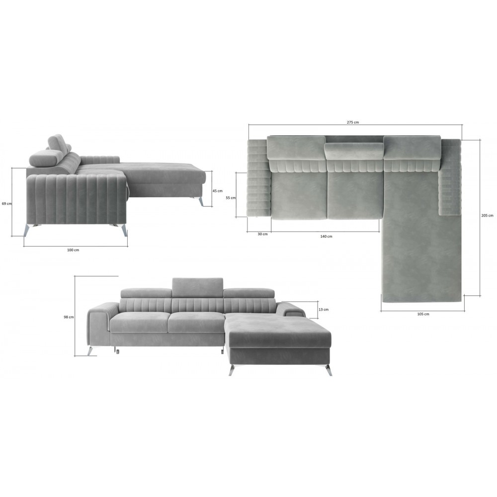 Γωνιακός καναπές Gregory-Prasino-Αριστερή