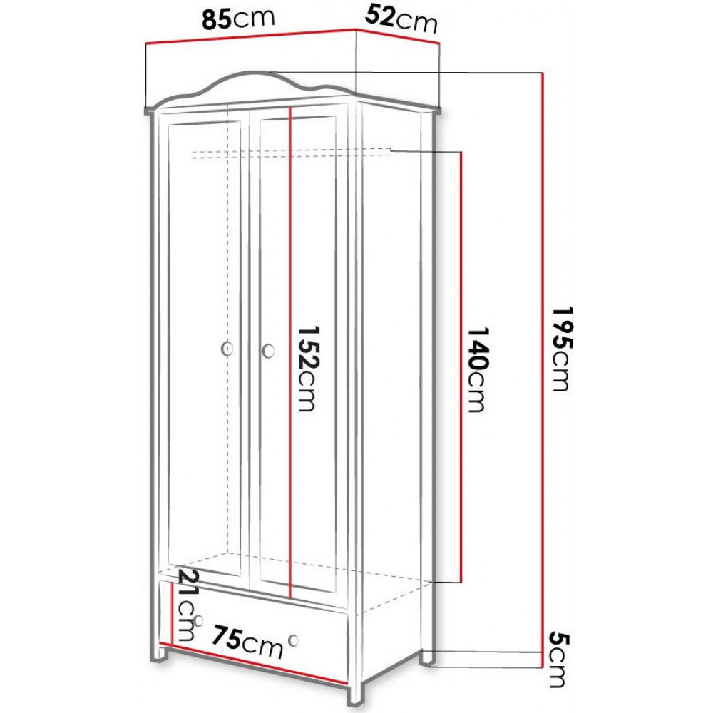 Ντουλάπα Luna δίφυλλη