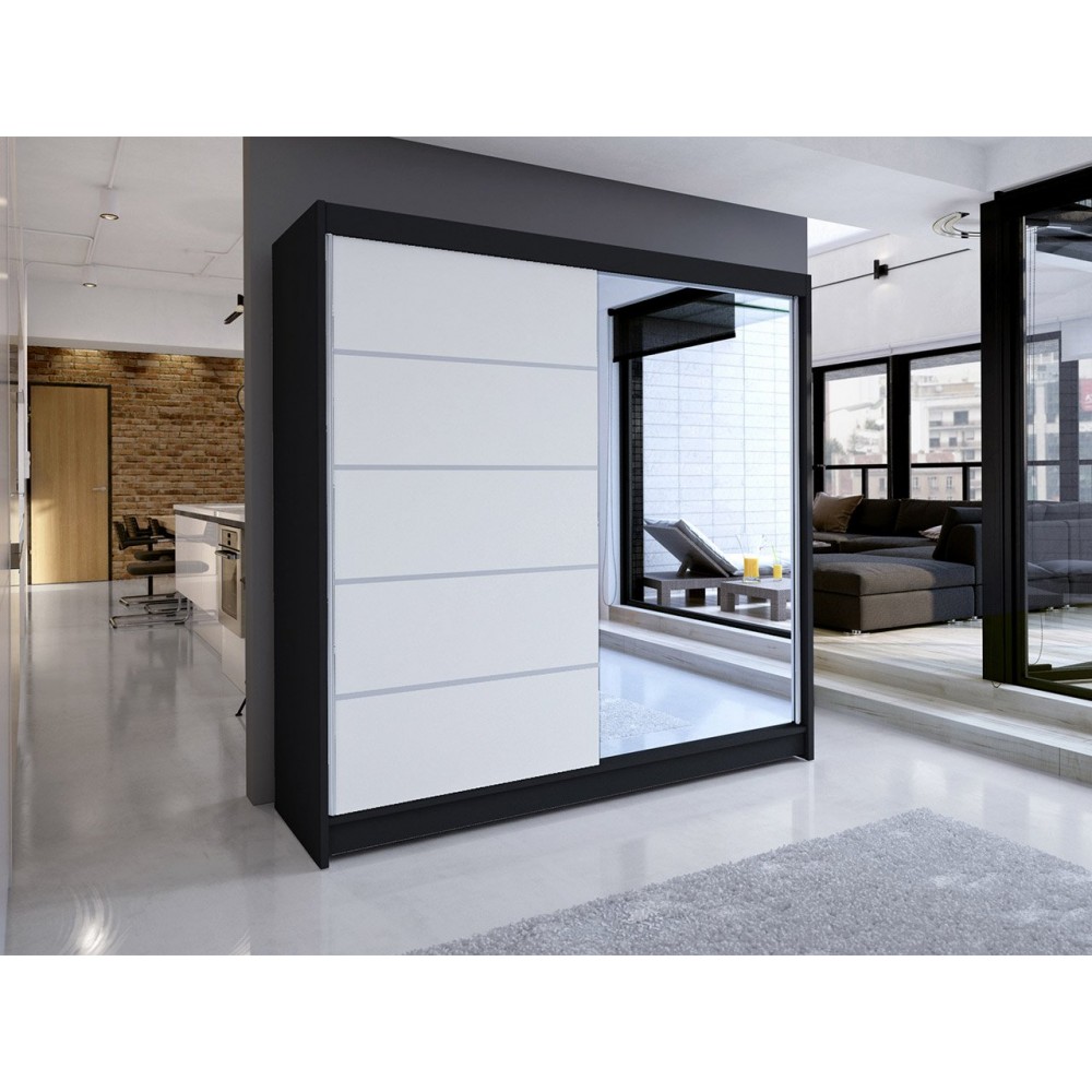 Ντουλάπα Talin III συρόμενη-Mavro-Lefko