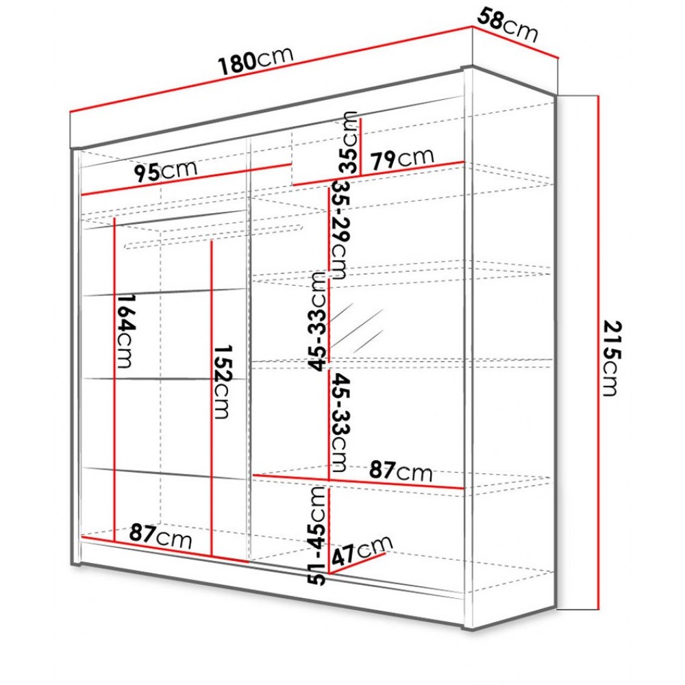 Ντουλάπα Talin III συρόμενη-Mavro-Lefko