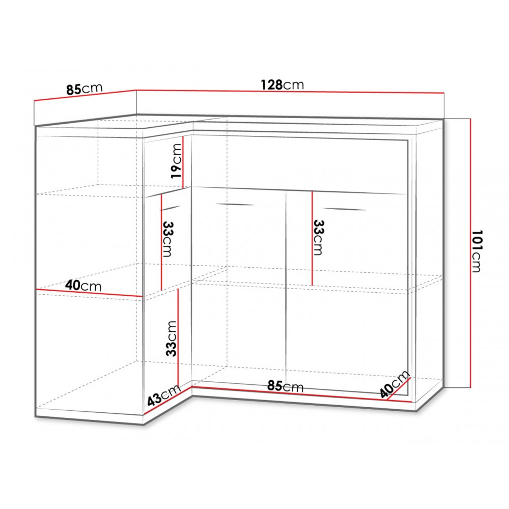 Γωνιακός μπουφές Mediolan 15K-Fusiko-Αριστερή-Χωρίς ποδαρικό