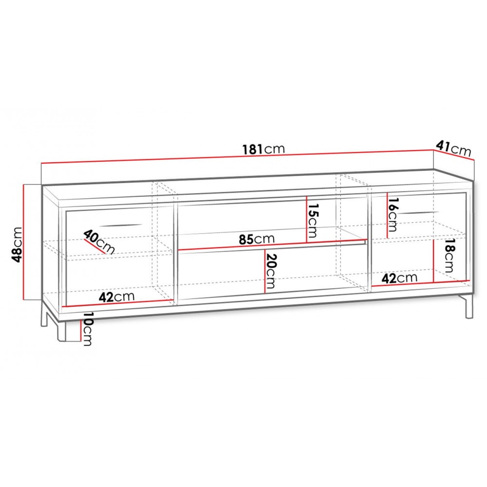 Έπιπλο τηλεόρασης Mediolan-Fusiko Special-Μήκος: 181 εκ.-Με ποδαρικό