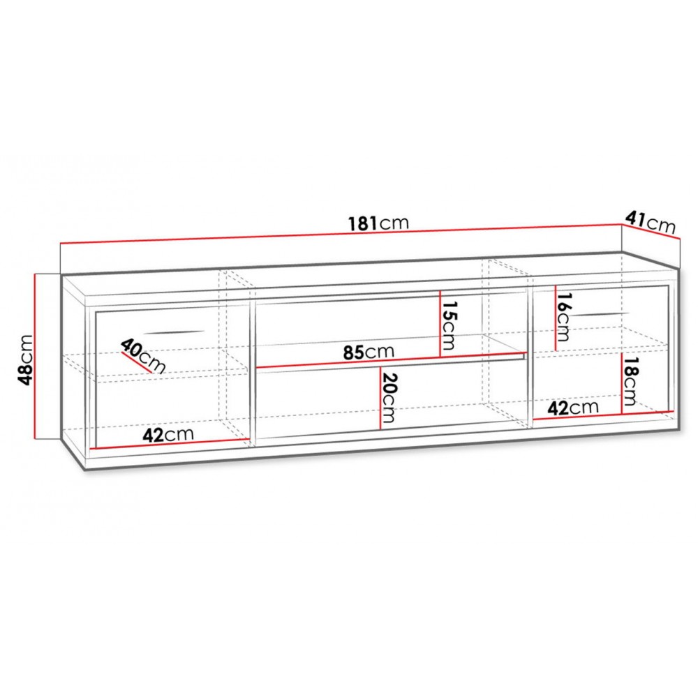 Έπιπλο τηλεόρασης Mediolan-Fusiko Special-Μήκος: 181 εκ.-Χωρίς ποδαρικό