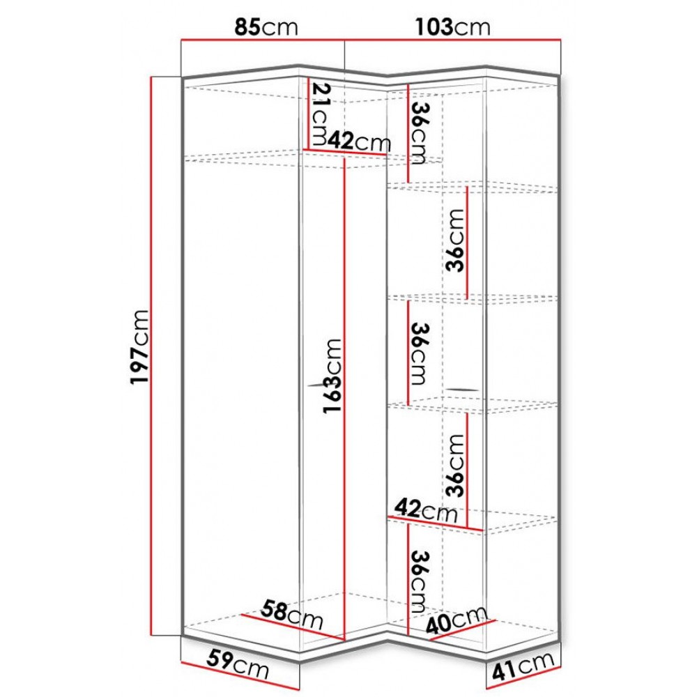 Γωνιακή ντουλάπα Mediolan